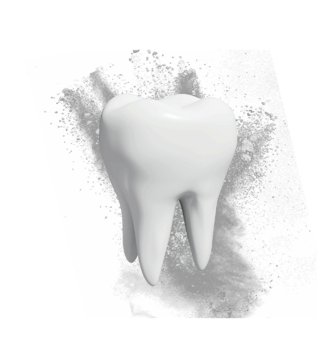 Ethoss synthetic bone graft material. image shows a healthy white tooth.